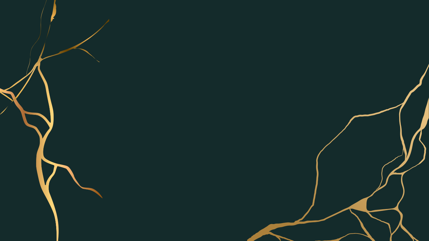 Gold repair lines across a dark teal background, inspired by Kintsugi